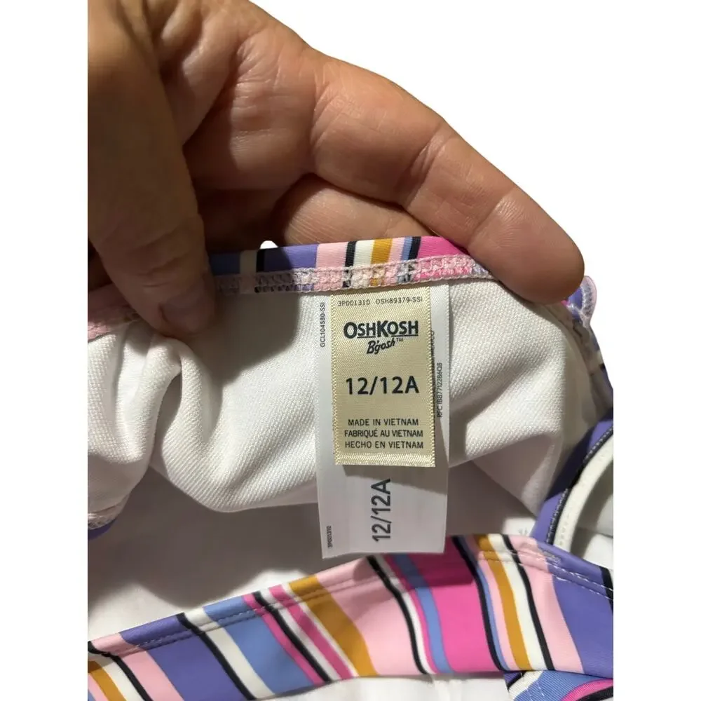 Oshkosh b’gosh 12 pink purple stomach cut away one piece swim upf 50 nwt